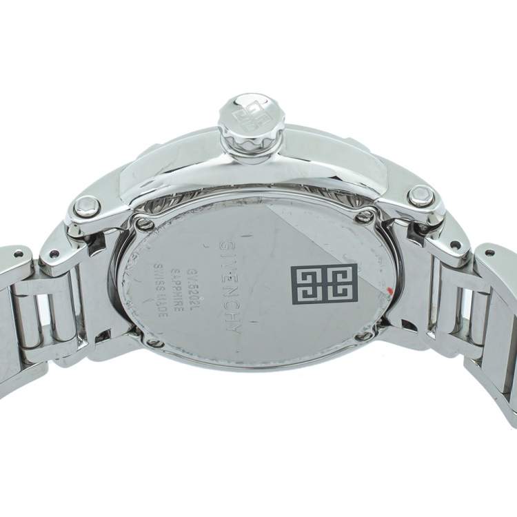 Pre Owned Givenchy Silver Stainless Steel Diamonds GV.5202L Women's Wristwatch 36mm