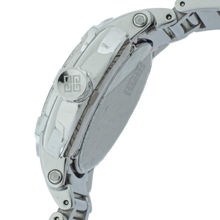 Pre Owned Givenchy Silver Stainless Steel Diamonds GV.5202L Women's Wristwatch 36mm
