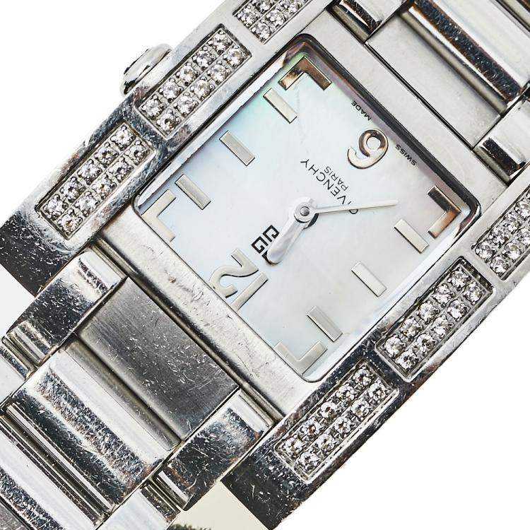 Pre Owned Givenchy Mother of Pearl Stainless Steel Koleos Women's Wristwatch 29mm