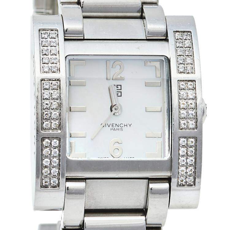 Pre Owned Givenchy Mother of Pearl Stainless Steel Koleos Women's Wristwatch 29mm