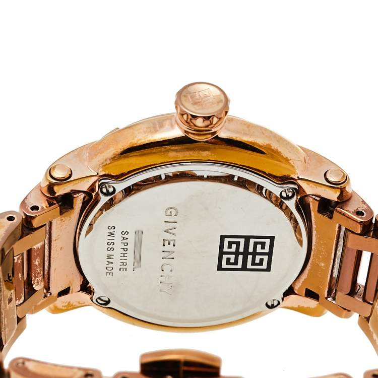 Pre Owned Givenchy White Bronze Tone Stainless Steel GV.5202L Women's Wristwatch 36 mm