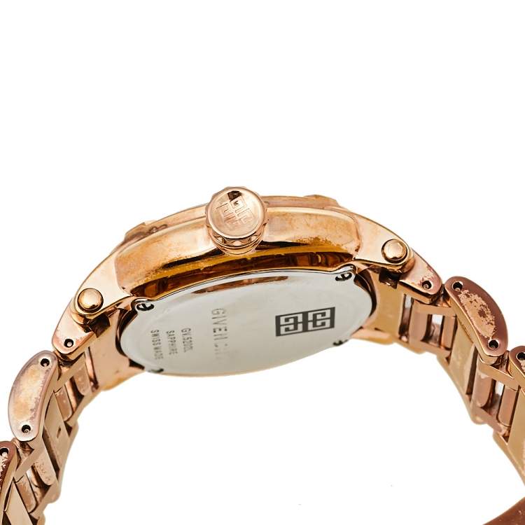 Pre Owned Givenchy White Bronze Tone Stainless Steel GV.5202L Women's Wristwatch 36 mm