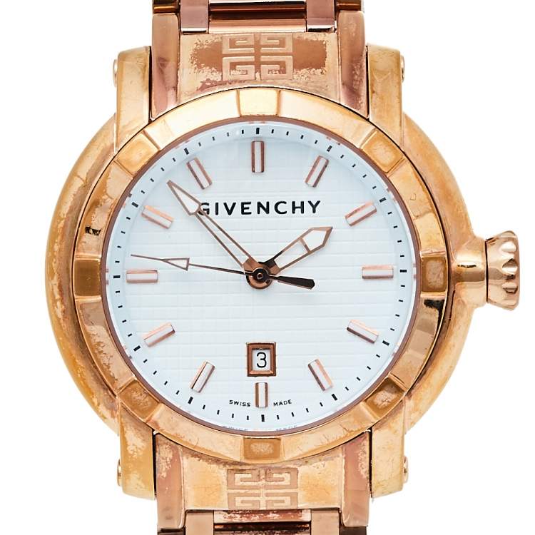 Pre Owned Givenchy White Bronze Tone Stainless Steel GV.5202L Women's Wristwatch 36 mm