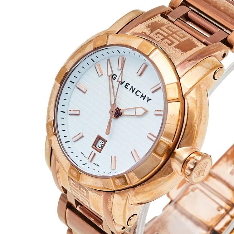 Pre Owned Givenchy White Bronze Tone Stainless Steel GV.5202L Women's Wristwatch 36 mm