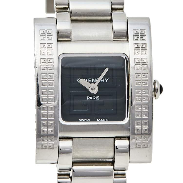 Pre Owned Givenchy Black Stainless Steel Koleos Quartz Women's Wristwatch 23 mm