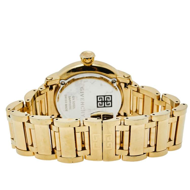 Pre Owned Givenchy Silver Yellow Gold Tone Stainless Steel GV.5202L Women's Wristwatch 36 mm