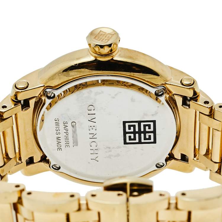Pre Owned Givenchy Silver Yellow Gold Tone Stainless Steel GV.5202L Women's Wristwatch 36 mm