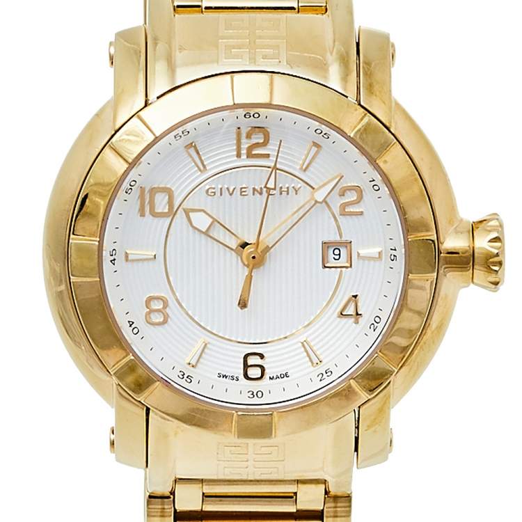 Pre Owned Givenchy Silver Yellow Gold Tone Stainless Steel GV.5202L Women's Wristwatch 36 mm
