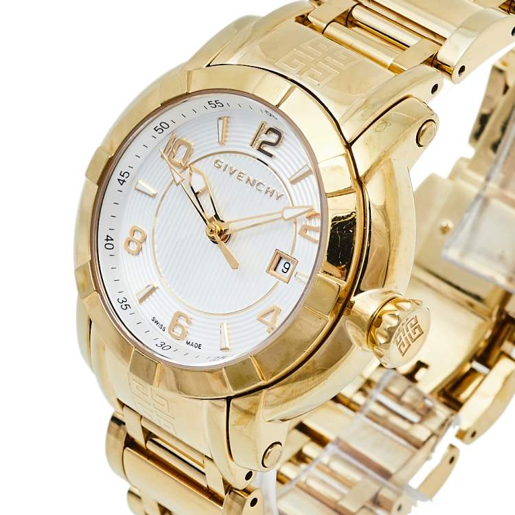 Pre Owned Givenchy Silver Yellow Gold Tone Stainless Steel GV.5202L Women's Wristwatch 36 mm