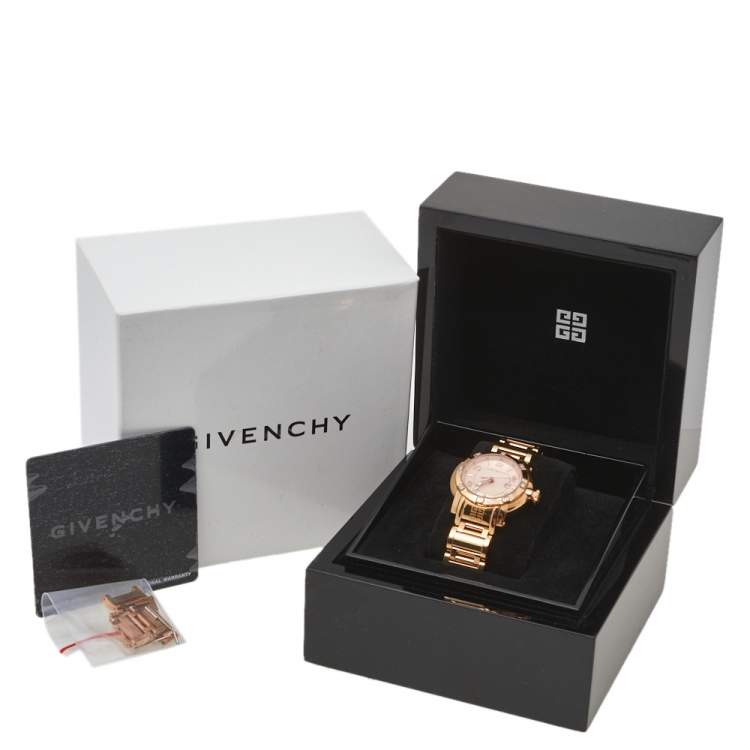 Pre Owned Givenchy Yellow Gold Plated Stainless Steel Diamond GV.5202L Women's Wristwatch 36 mm