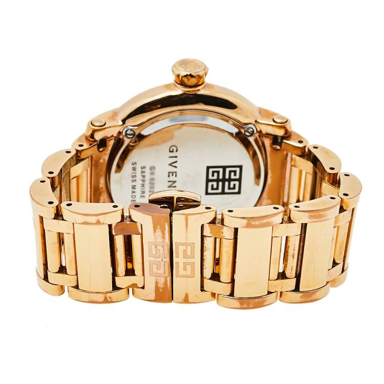 Pre Owned Givenchy Yellow Gold Plated Stainless Steel Diamond GV.5202L Women's Wristwatch 36 mm