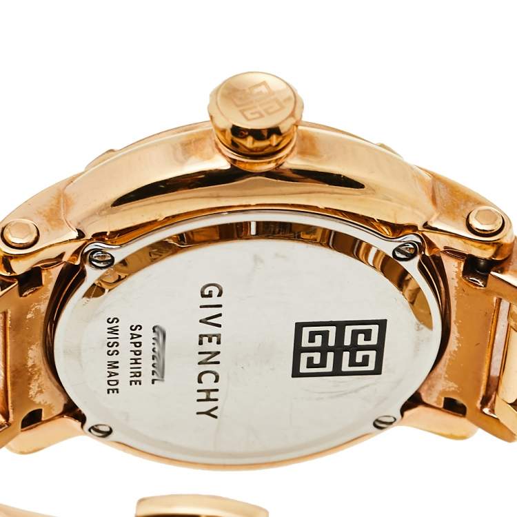 Pre Owned Givenchy Yellow Gold Plated Stainless Steel Diamond GV.5202L Women's Wristwatch 36 mm