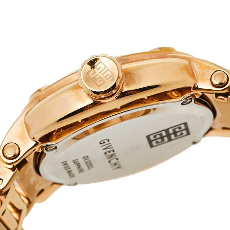 Pre Owned Givenchy Yellow Gold Plated Stainless Steel Diamond GV.5202L Women's Wristwatch 36 mm