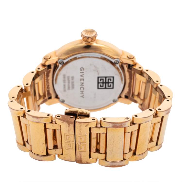 Pre Owned Givenchy Rose Gold Plated Stainless Steel Diamonds GV.5202L Women's Wristwatch 36 mm
