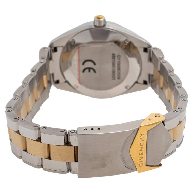 Pre Owned Givenchy Mother Of Pearl Two Tone Stainless Steel Eleven GY100062S09 Women's Wristwatch 35 mm