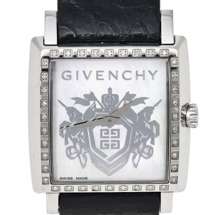 Pre Owned Givenchy Mother of Pearl Stainless Steel Diamonds GV.5214M Women's Wristwatch 38 mm