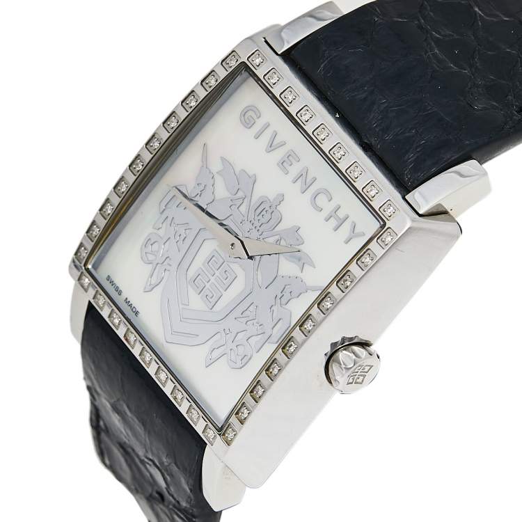 Pre Owned Givenchy Mother of Pearl Stainless Steel Diamonds GV.5214M Women's Wristwatch 38 mm