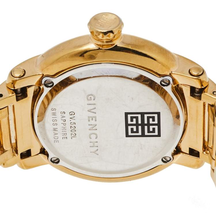 Pre Owned Givenchy Yellow Gold Plated Stainless Steel Diamond GV.5202L Women's Wristwatch 36 mm