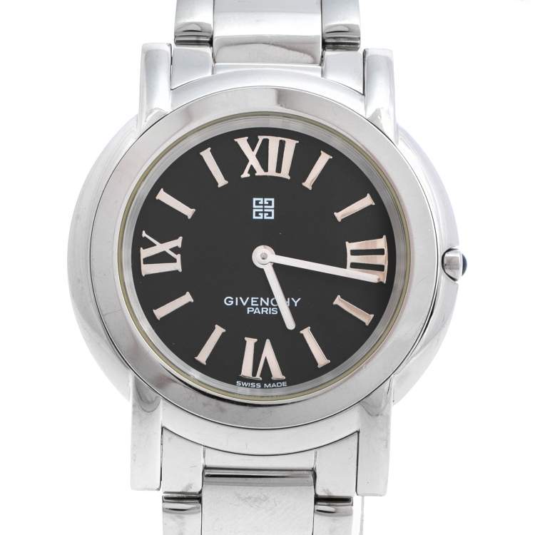 Pre Owned Givenchy Black Stainless Steel Corcovado REG.99773195 Unisex Wristwatch 40 mm