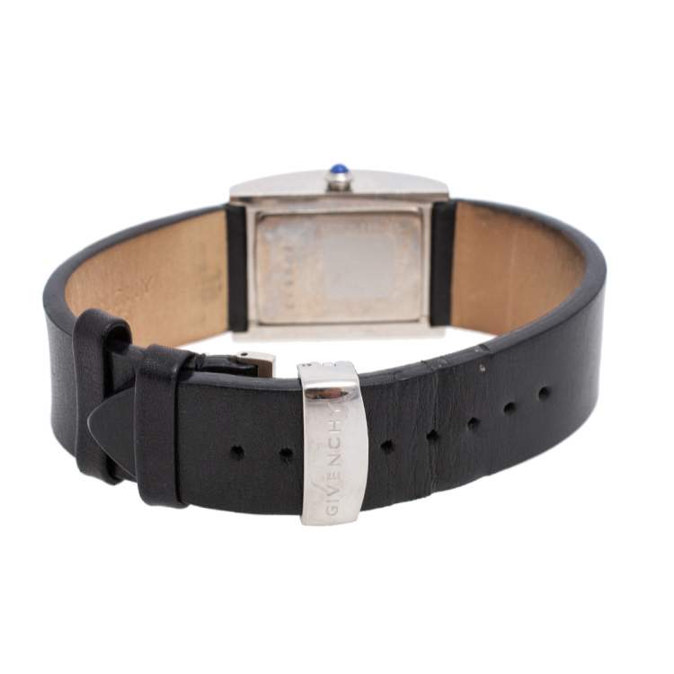 Pre Owned Givenchy Black Stainless Steel Leather Parabolique REG92434662 Quartz Women's Wristwatch 23mm