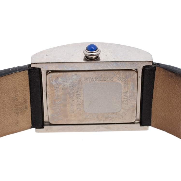 Pre Owned Givenchy Black Stainless Steel Leather Parabolique REG92434662 Quartz Women's Wristwatch 23mm