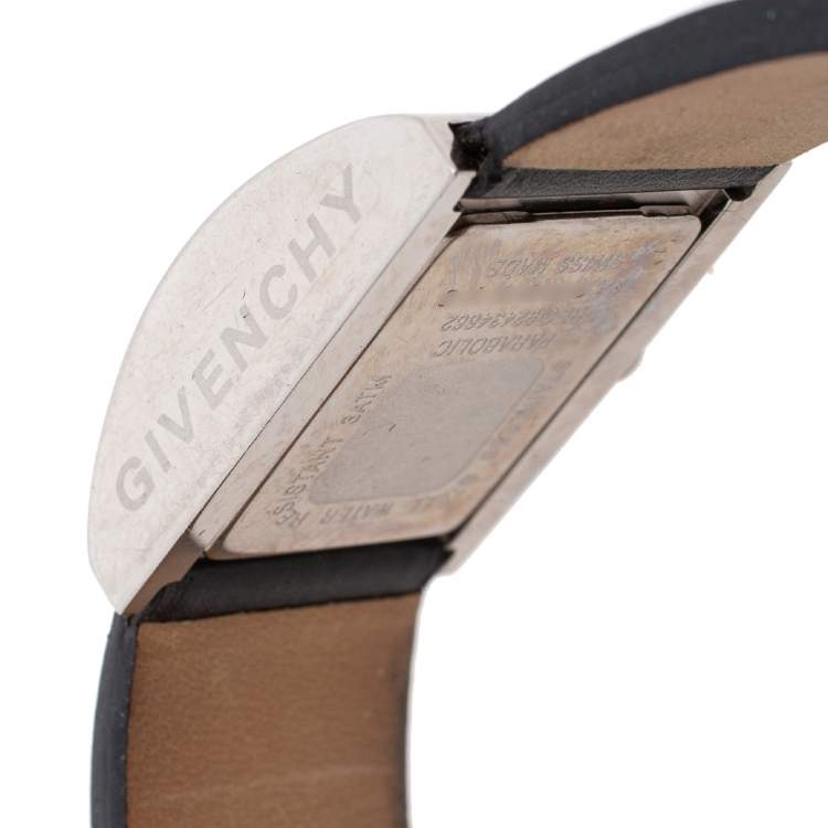Pre Owned Givenchy Black Stainless Steel Leather Parabolique REG92434662 Quartz Women's Wristwatch 23mm