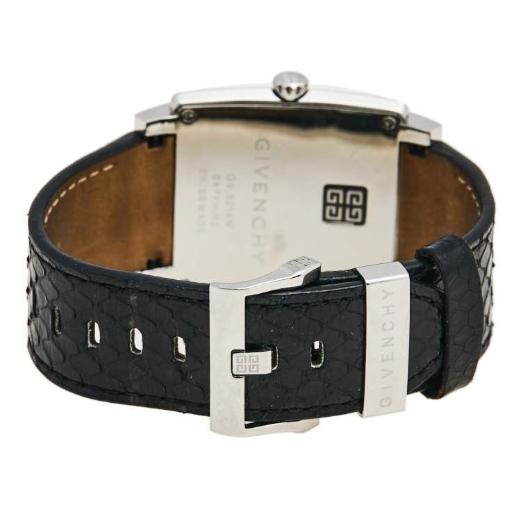 Pre Owned Givenchy Mother of Pearl Stainless Steel Leather Diamonds GV.5214M Women's Wristwatch 38 mm