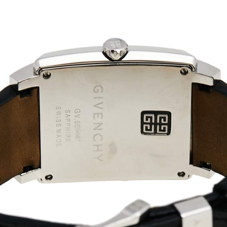 Pre Owned Givenchy Mother of Pearl Stainless Steel Leather Diamonds GV.5214M Women's Wristwatch 38 mm