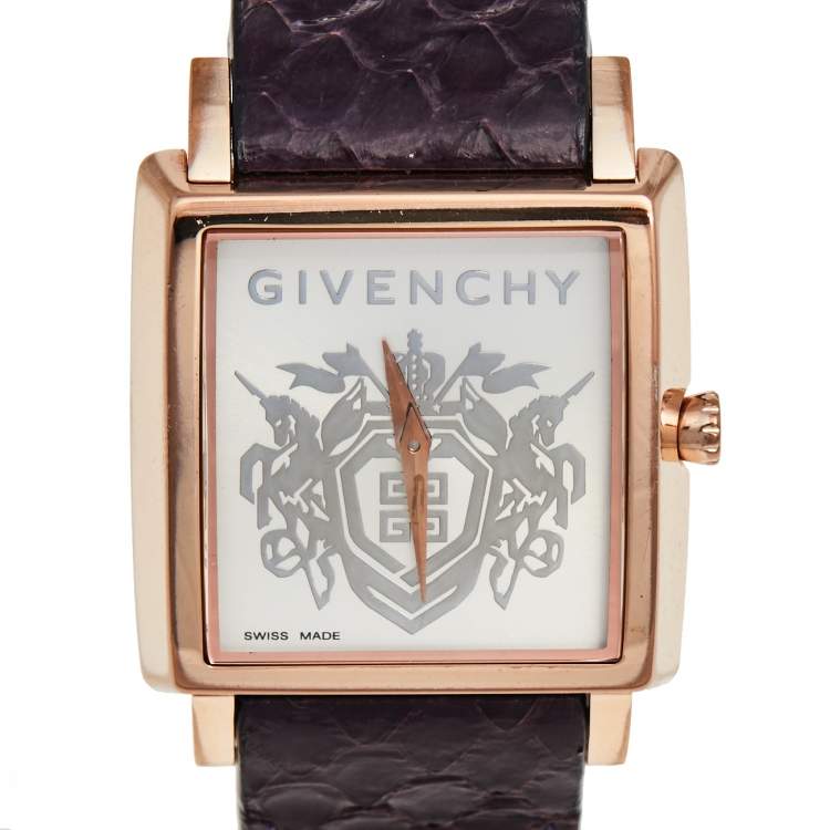 Pre Owned Givenchy White Rose Gold Plated Stainless Steel GV5214L Women's Wristwatch 31 mm