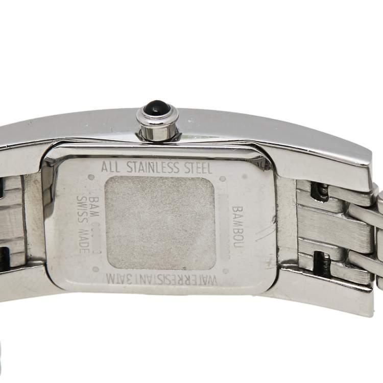Pre Owned Givenchy Mother of Pearl Stainless Steel Diamond Bambou REG.95562628 Women's Wristwatch 17 mm