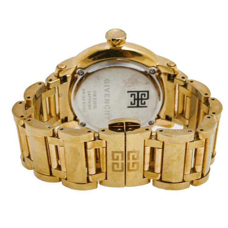 Pre Owned Givenchy Yellow Gold Plated Stainless Steel Diamond GV.5202L Women's Wristwatch 36 mm