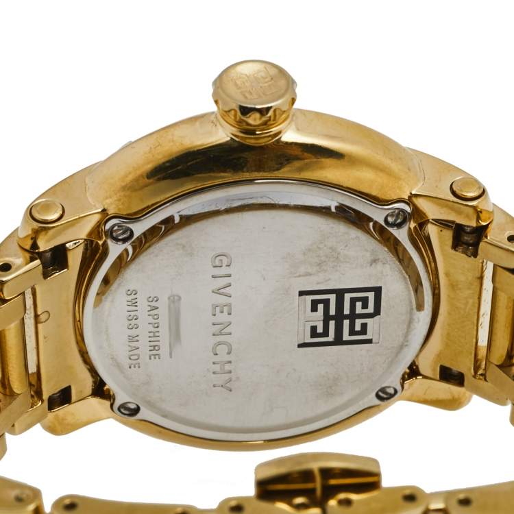 Pre Owned Givenchy Yellow Gold Plated Stainless Steel Diamond GV.5202L Women's Wristwatch 36 mm