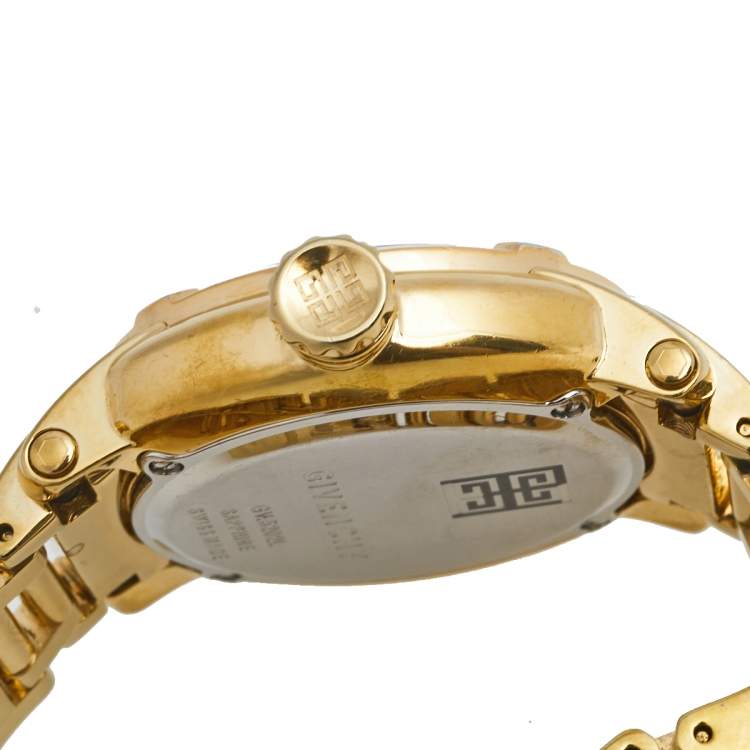 Pre Owned Givenchy Yellow Gold Plated Stainless Steel Diamond GV.5202L Women's Wristwatch 36 mm