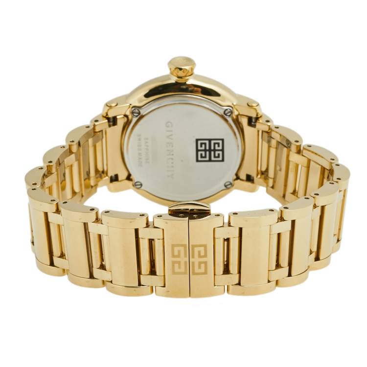 Pre Owned Givenchy Champagne Gold Plated Stainless Steel GV.5202L Women's Wristwatch 36 mm