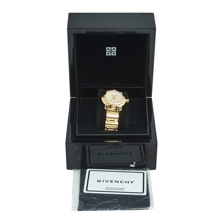 Pre Owned Givenchy Champagne Gold Plated Stainless Steel GV.5202L Women's Wristwatch 36 mm