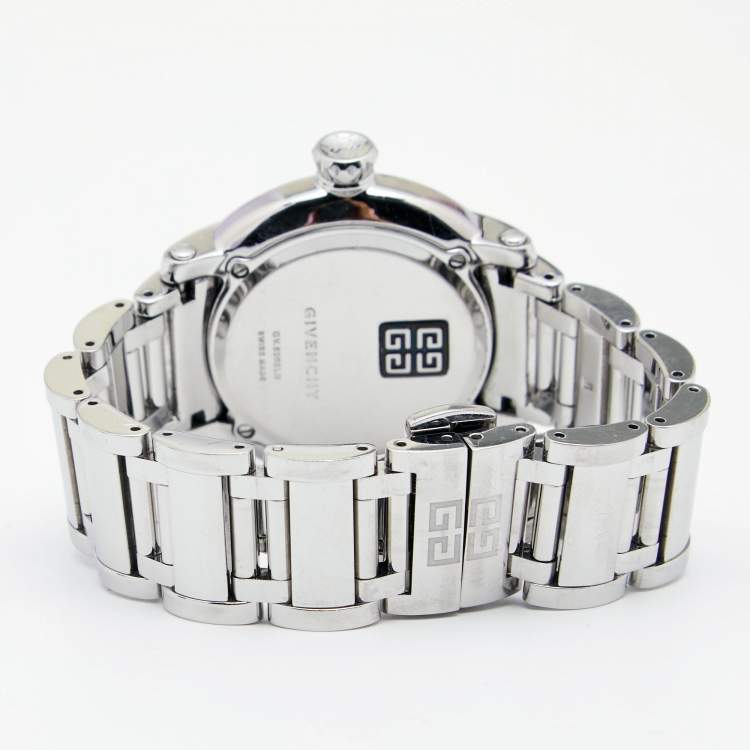 Pre Owned Givenchy Silver Stainless Steel Diamonds GV.5202LD Women's Wristwatch 36 mm