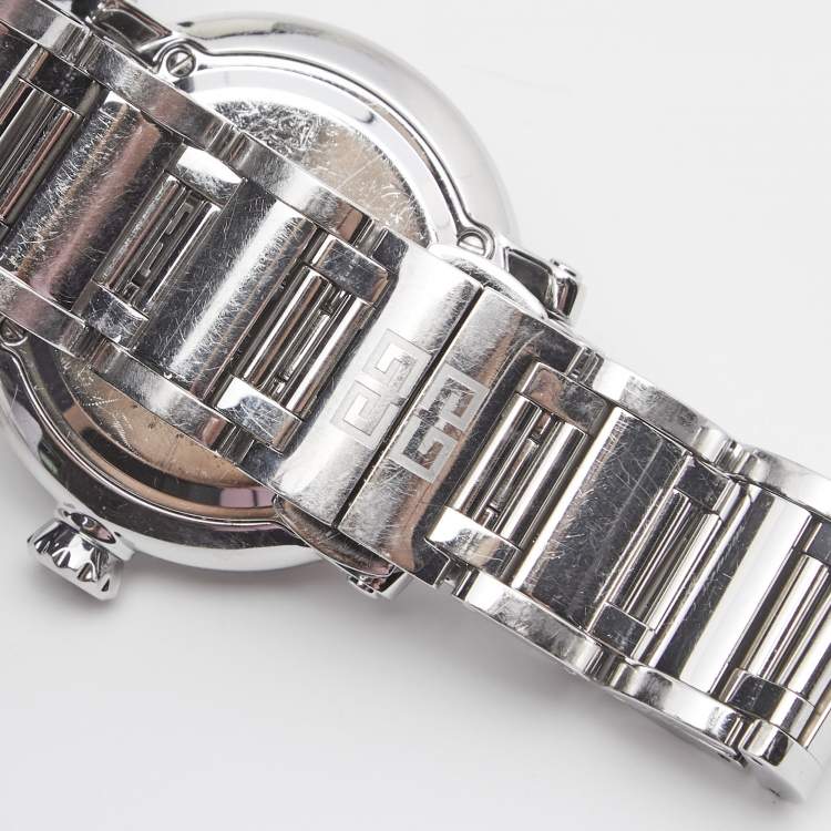 Pre Owned Givenchy Silver Stainless Steel Diamonds GV.5202LD Women's Wristwatch 36 mm