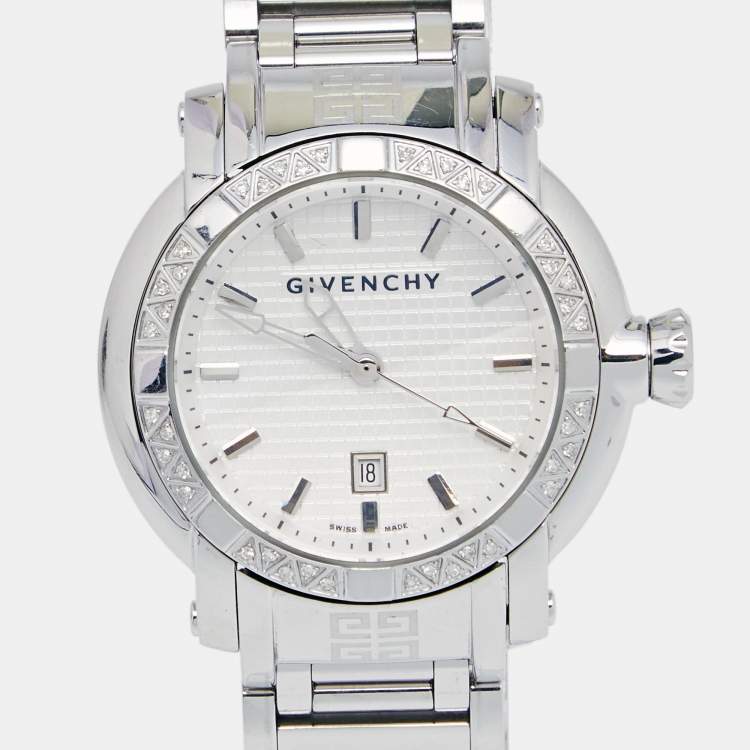 Pre Owned Givenchy Silver Stainless Steel Diamonds GV.5202LD Women's Wristwatch 36 mm
