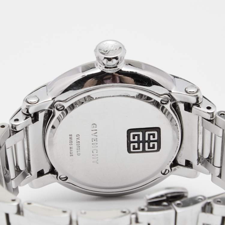 Pre Owned Givenchy Silver Stainless Steel Diamonds GV.5202LD Women's Wristwatch 36 mm