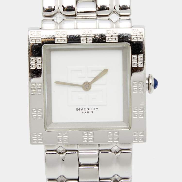 Pre Owned Givenchy Silver White Stainless Steel Apsaras REG1558962 Women's Wristwatch 23 mm
