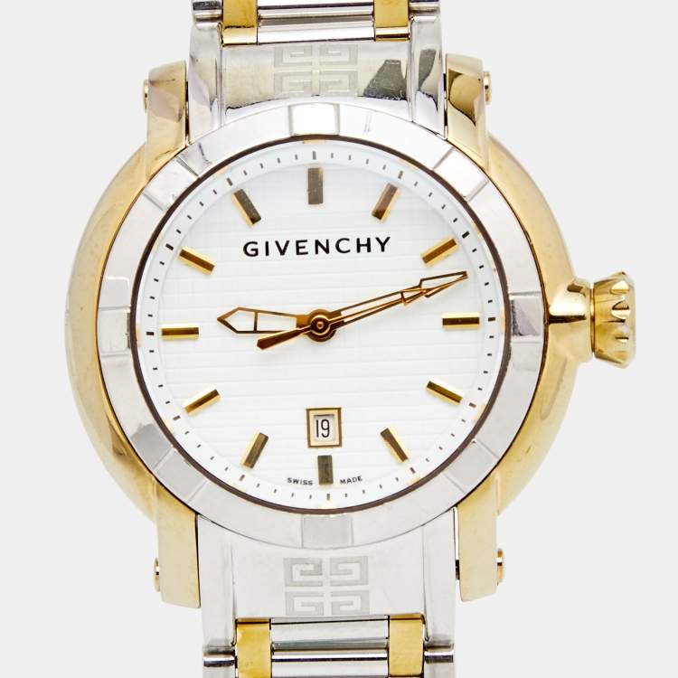 Pre Owned Givenchy White Two Tone Stainless Steel GV.5202L Women's Wristwatch 36 mm