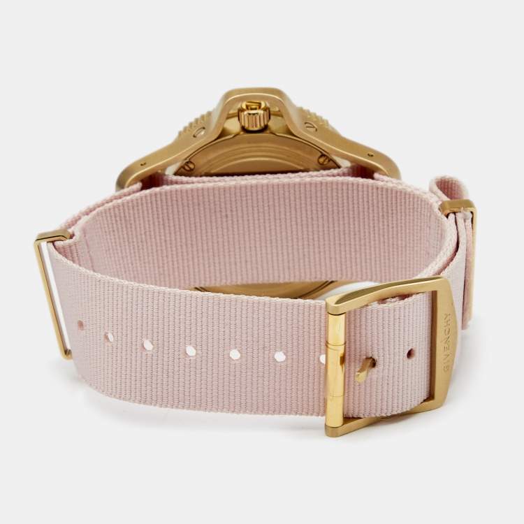 Pre Owned Givenchy Silver Gold Plated Stainless Steel Fabric Seventeen 100181 Women's Wristwatch 41 mm