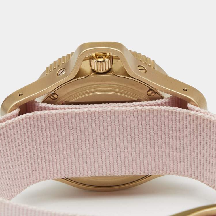 Pre Owned Givenchy Silver Gold Plated Stainless Steel Fabric Seventeen 100181 Women's Wristwatch 41 mm