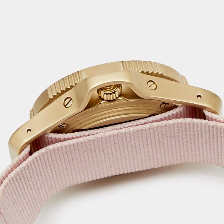 Pre Owned Givenchy Silver Gold Plated Stainless Steel Fabric Seventeen 100181 Women's Wristwatch 41 mm