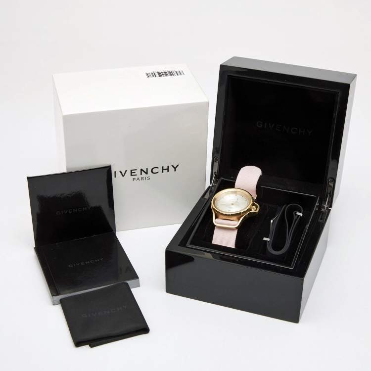 Pre Owned Givenchy Silver Gold Plated Stainless Steel Fabric Seventeen 100181 Women's Wristwatch 41 mm