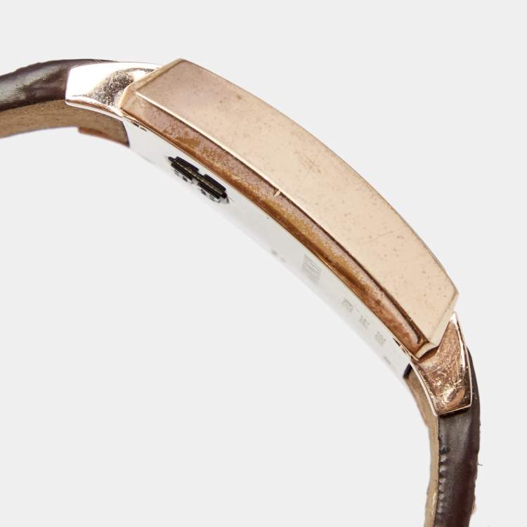 Pre Owned Givenchy Brown Rose Gold Plated Stainless Steel Leather GV.5214M Unisex Wristwatch 38 mm
