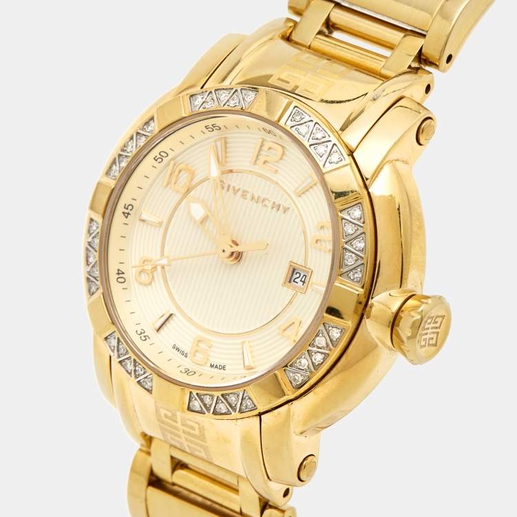 Pre Owned Givenchy Champagne Gold Plated Stainless GV.5202L Women's Wristwatch 36 mm 
