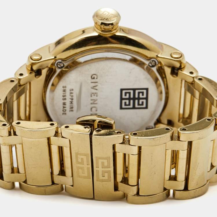Pre Owned Givenchy Cream Gold Plated Stainless GV.5202L Women's Wristwatch 36 mm 