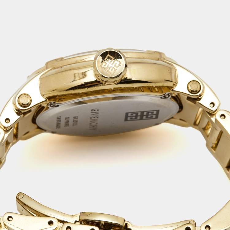 Pre Owned Givenchy Cream Gold Plated Stainless GV.5202L Women's Wristwatch 36 mm 