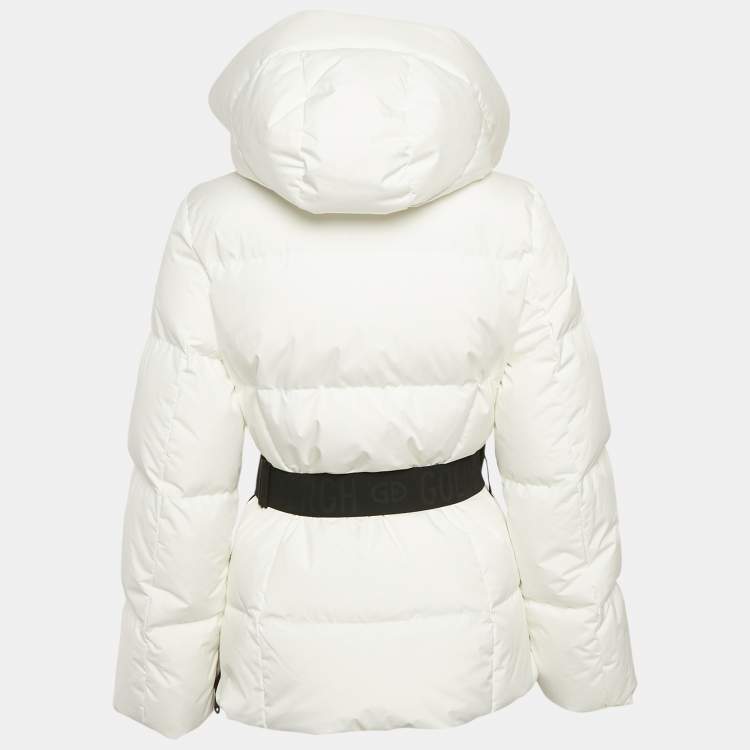 Pre Owned Goldbergh White Synthetic Bow Detail Belt Down Ski Jacket S